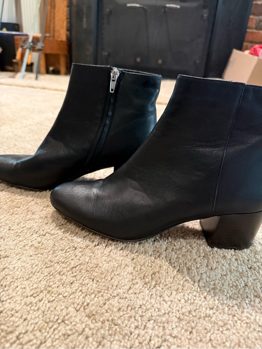 J. Jill Black Leather Ankle Booties with Block Heel